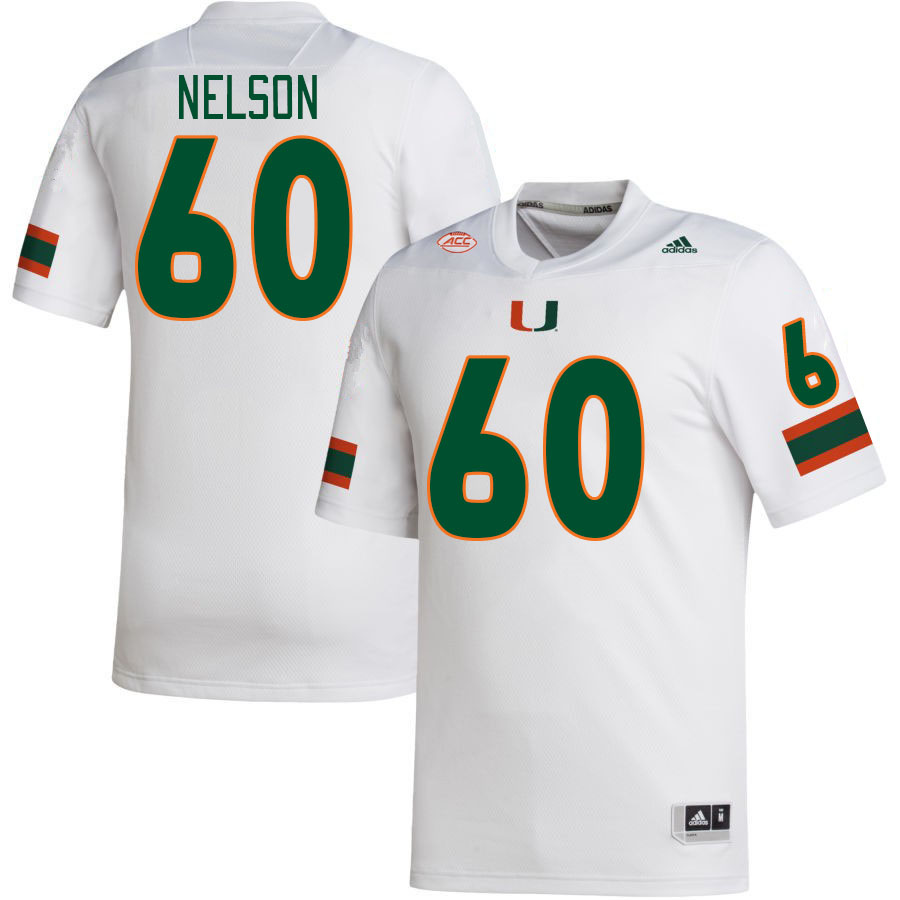Men #60 Zion Nelson Miami Hurricanes College Football Jerseys Stitched-White